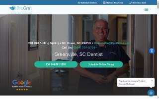 ProGrin Dental of Greenville website
