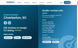 Restore Hyper Wellness of Charleston website