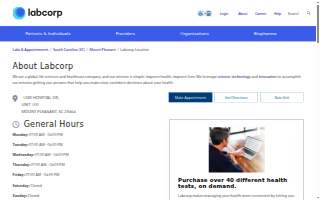 Labcorp of Mt Pleasant website