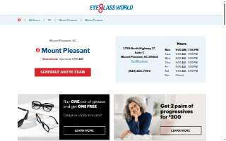 Eyeglass World of Mt Pleasant website