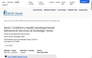 MUSC Children’s Health Developmental Behavioral Services at Rutledge Tower website