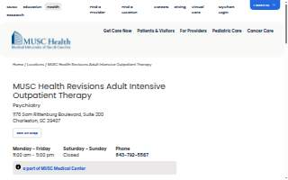 MUSC Health Revisions Adult Intensive Outpatient Therapy website