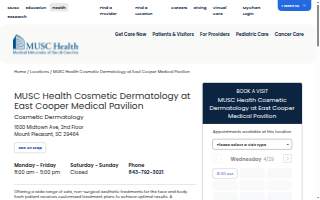MUSC Health Cosmetic Dermatology at East Cooper Medical Pavilion website