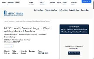 MUSC Health Dermatology at West Ashley Medical Pavilion website