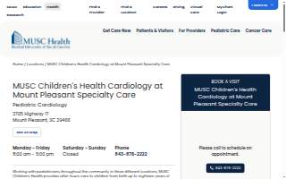 MUSC Children's Health Cardiology at Mount Pleasant Specialty Care website