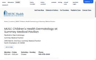 MUSC Children's Health Dermatology at Summey Medical Pavilion website