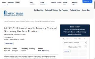 MUSC Children's Health Primary Care at Summey Medical Pavilion website