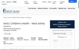 MUSC Children's Health - West Ashley website