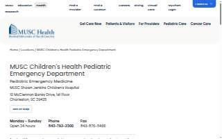 MUSC Children's Health Pediatric Emergency Department website