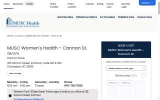 MUSC Women's Health - Cannon St. website