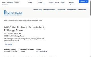 MUSC Health Blood Draw Lab at Rutledge Tower website