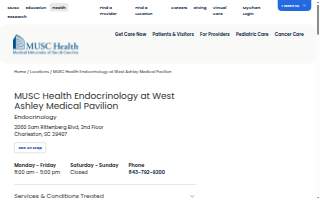 MUSC Health Endocrinology at West Ashley Medical Pavilion website