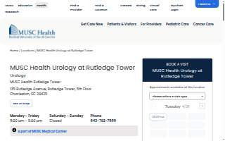 MUSC Health Urology at Rutledge Tower website