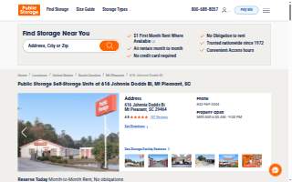 Public Storage of Mt Pleasant website