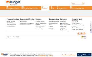 Budget Truck Rental of Myrtle Beach website