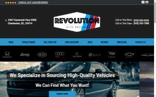 Revolution Auto Brokers website