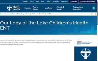 Our Lady of the Lake Children's Health Ear, Nose & Throat website