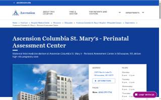 Ascension Columbia St. Mary's - Perinatal Assessment Center website