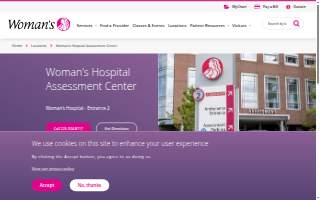Woman's Hospital Assessment Center website