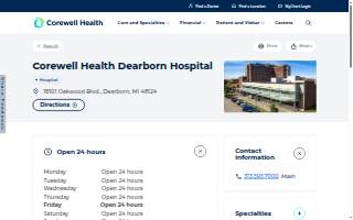 Corewell Health Dearborn Hospital website