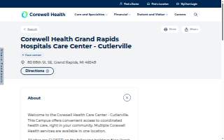 Corewell Health Grand Rapids Hospitals Care Center - Cutlerville website
