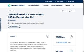 Corewell Health Care Center - 44344 Dequindre Rd website