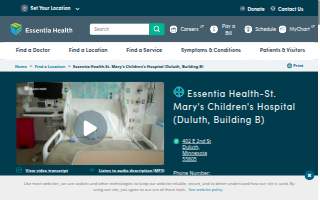 Essentia Health-St. Mary's Children's Hospital (Duluth, Building B) website