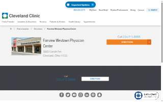 Cleveland Clinic Fairview Westown Physician Center website