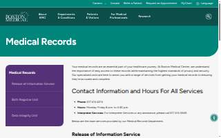 Medical Records at Boston Medical Center website