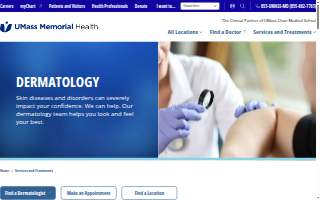 UMass Memorial Medical Center Dermatology Services website