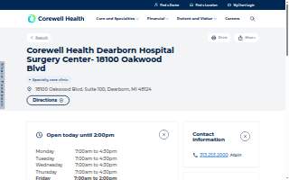 Corewell Health Dearborn Hospital Surgery Center - 18100 Oakwood Blvd website