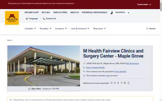 M Health Fairview Clinics and Surgery Center - Maple Grove website