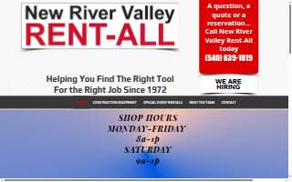 New River Valley Rent-All website