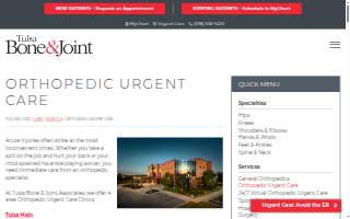 Tulsa Bone and Joint Orthopedic Urgent Care website