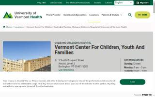 Vermont Center For Children, Youth And Families, Golisano Children’s Hospital at University of Vermont Health website
