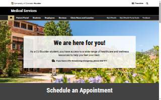CU Boulder Medical Services website
