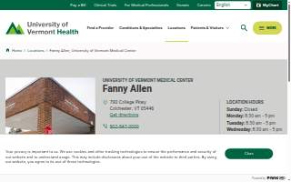Fanny Allen, University of Vermont Medical Center website