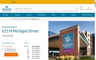 Memorial Hospital website