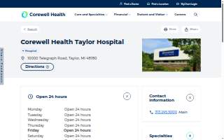 Corewell Health Taylor Hospital website