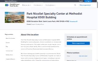 Park Nicollet Specialty Center at Methodist Hospital 6500 Building website