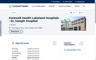 Corewell Health Lakeland Hospitals - St. Joseph Hospital of St Joseph website