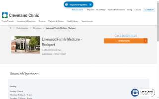 Cleveland Clinic Lakewood Family Medicine - Rockport website