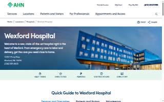 AHN Wexford Hospital - Main Building website