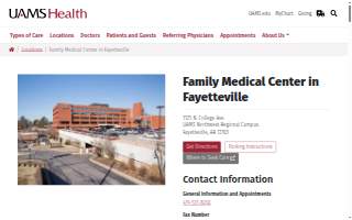 UAMS Health - Family Medical Center of Fayetteville website