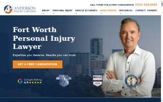 Anderson Injury Lawyers Fort Worth website