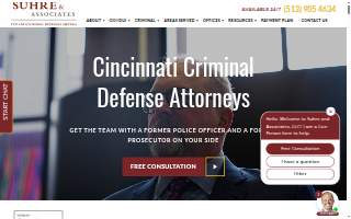 Suhre & Associates DUI and Criminal Defense Lawyers Cincinnati Office website