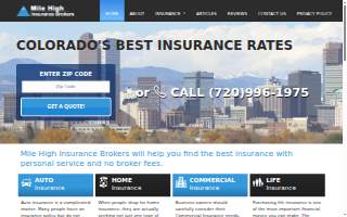 Mile High Insurance Brokers website