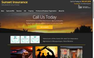 Sunset Insurance website