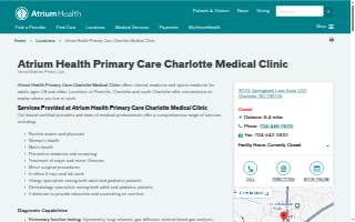 Atrium Health Primary Care Charlotte Medical Clinic website