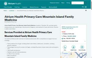 Atrium Health Primary Care Mountain Island Family Medicine website